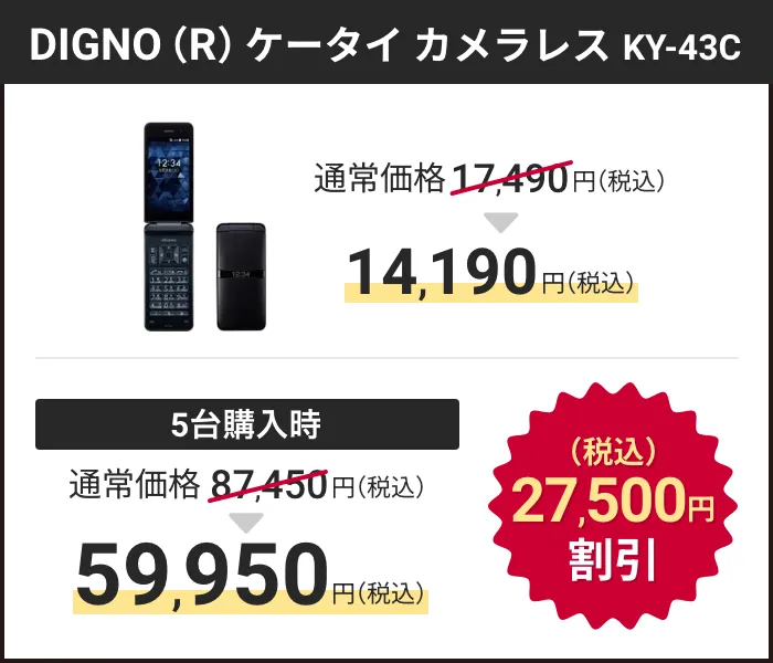 DIGNO(R) ケータイ カメラレス KY-43C