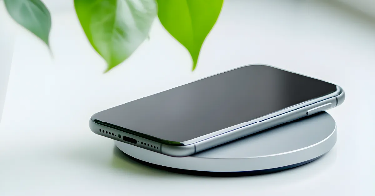 ワイヤレス充電にスマホをおいているイメージ画像