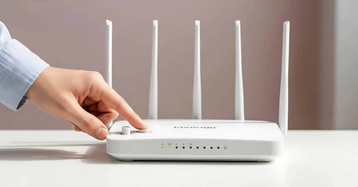 ルーターに触れている画像