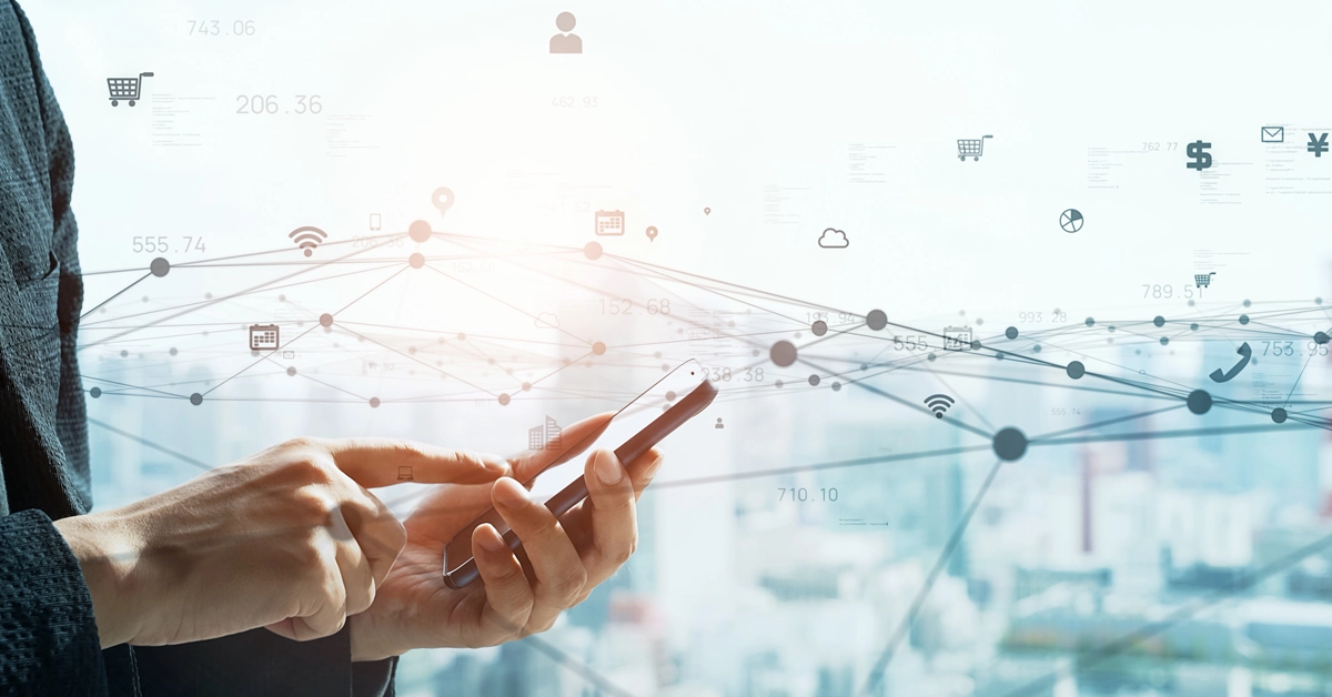 スマホとアプリケーションのアイコンの画像