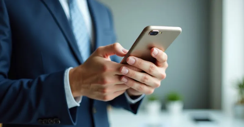 スマートフォンを持つ人の手元の画像