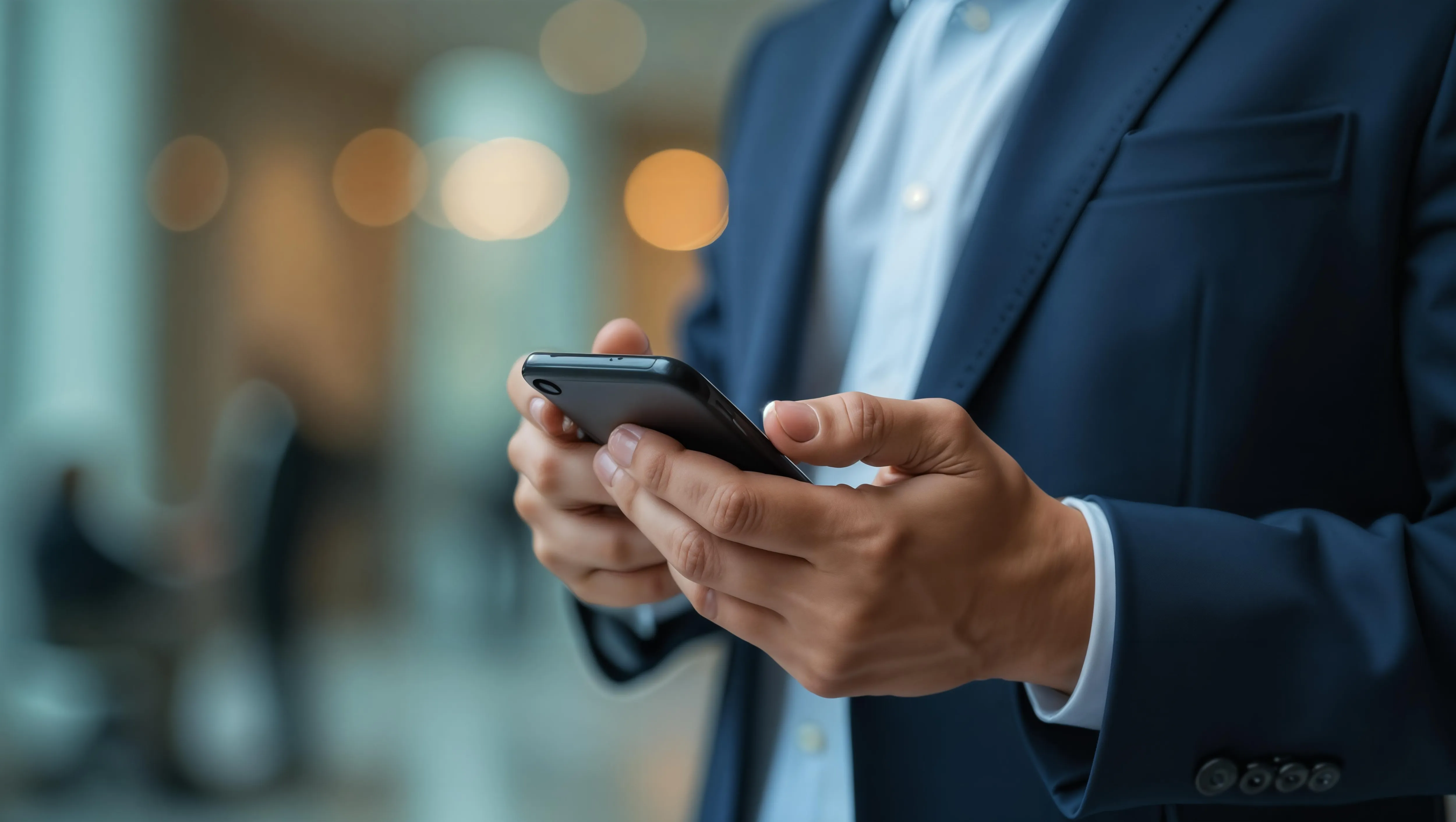 スマートフォンを持つ人の手元の画像