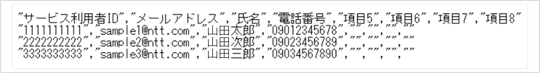 CSVファイルの例 画像
