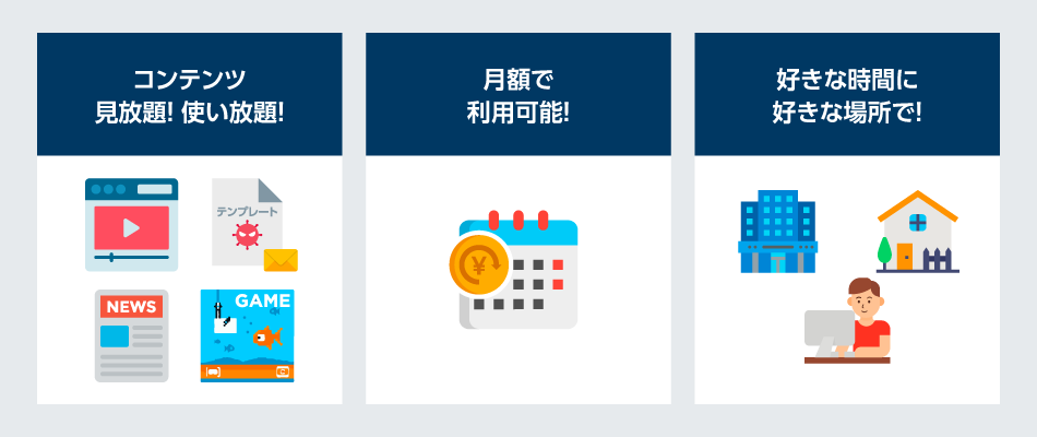 月額サービスで使い放題！