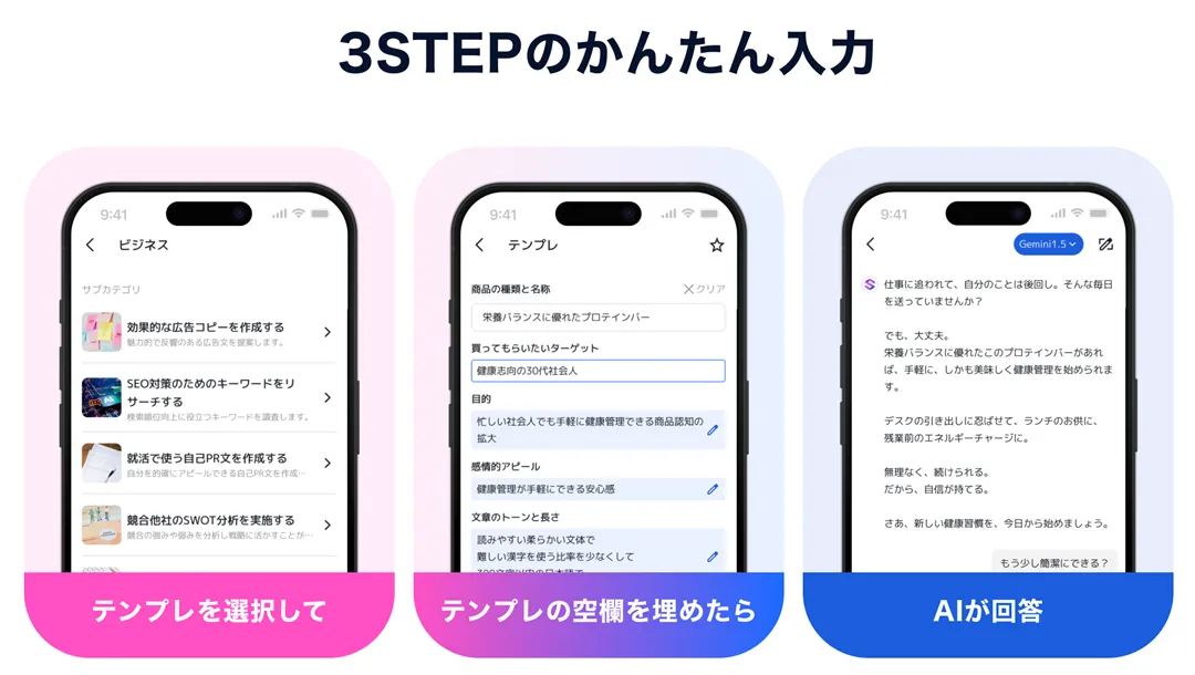 3STEPのかんたん入力